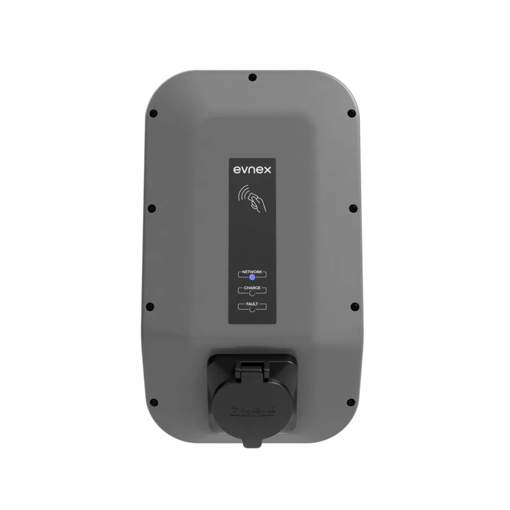 Black and white Evnex X22 EV chargers shown side by side